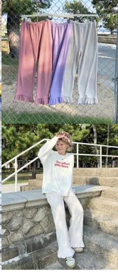 [新品未使用]しまむら　ayanoさんコラボ　コーデュロイフリルパンツ　濃白