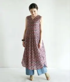 フラワーノースリーブワンピース