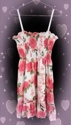 ♡LIZ LISA風♡花柄シャーリングキャミワンピース♡ロリータ♡ガーリー♡