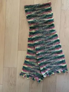 ニットマフラー　メリヤス編み　ウール100%