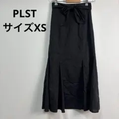 PLST プラステ リネン混マーメイドロングスカート リボンベルト付 黒 XSのサムネイル