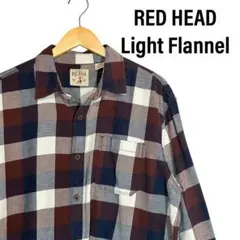 USA RED HEAD 長袖 フランネル ボックスチェックシャツ 茶色 L