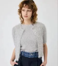 MOUSSY SHAGGYGLITTERKNITシャギートップスラメニット 半袖