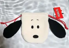 スヌーピー もこもこフェイス巾着 PEANUTS