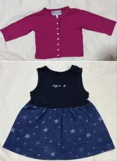 アニエスベー　70-80cm ワンピース・カーディガンセットのサムネイル