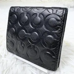 希少品　コーチ　COACH コインケース　オプアート　エンボス加工　レザー　黒