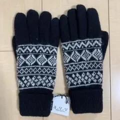 a.v.v フェアアイル柄 手袋 ネイビー