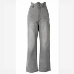 ハイウエスト　デニムパンツ　グレー