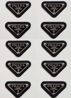 【10点セット】PRADA三角ロゴプレート ブラック パーツ ハンドメイド用