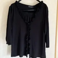 アンサンブル　七分袖カーディガン＆タンクトップ　2点セット　黒　L