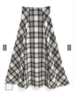 タグ付き未使用　ロービングチェックロングフレアスカート[tu1366]