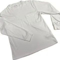 ホワイト 長袖カットソー ポケット付き