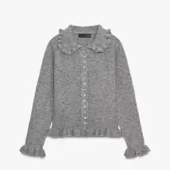 ZARA フリルニットカーディガン グレー