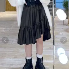 Alley by w closet イレギュラーヘムギャザースカート　ブラックのサムネイル