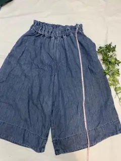 デニム ワイドパンツ ゴムウエスト 約90cm丈
