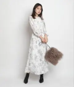 Mystrada ロングワンピース Aラインプリーツ 花柄