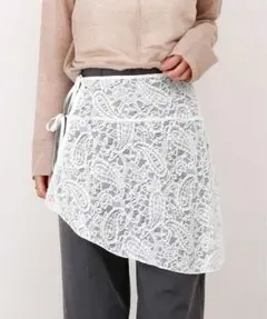 3coins イレヘムラップスカート ホワイト　レイヤード レース