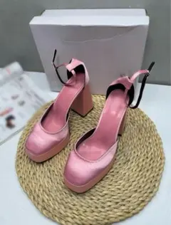 ピンク サテン ストラップ ハイヒールパンプス