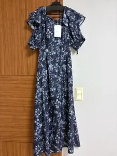 【新品】MERCURY DUO ネイビー フラワーワンピース ロング丈 M