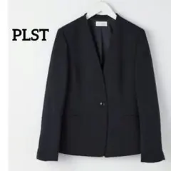 PLST プラステ　ノーカラー　M ネイビー PLST プラステ ノーカラージャケット ネイビー 洗濯可 Mサイズ - メルカリ