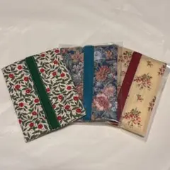 ハンドメイド　ポケットティッシュケース　花柄　布製　3つセット