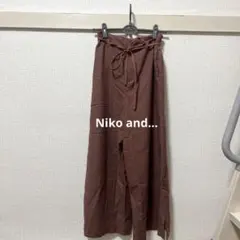 Niko and… ガウチョパンツ ワイドパンツ スリット リボン ボルドー L
