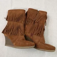 Minnetonka フリンジウエスタンブーツ ブラウン