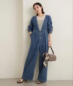値下げ！新品！パフスリーブデニムオールインワンのサムネイル