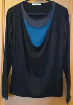 ドレープデザイン 長袖Tシャツ　重ね着風