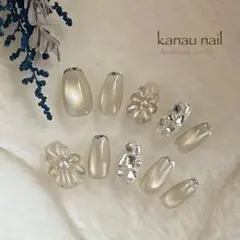 【現品】ビーズマグネット ガラスフレンチ ぷっくりフラワー 埋め尽くし