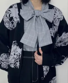Nicole club ボウタイブラウス 長袖 チェック柄