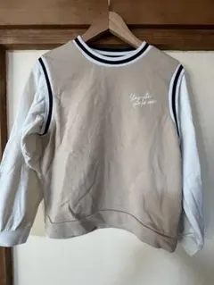 ベージュ/ホワイト トレーナー 長袖