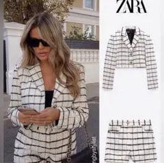 【美品/完売】ZARA ツイードチェック ジャケット＆ショートパンツ S/XS