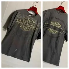 ヴィンテージハーレーダビッドソンビッグフェイススカルモーターサイクルTシャツ墨黒