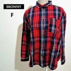 BROWNY ブラウニー チェック柄 長袖 コットン シャツ Fのサムネイル