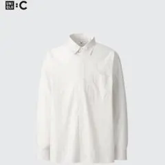 【美品】uniqlo ユニクロ ブロードオーバーサイズシャツ ストライプ c