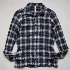 美シルエット✨glamb シワ加工オンブレチェックシャツ ロゴボタン ピスタグのサムネイル