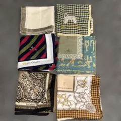 茶〜緑系♡中古【LANCELあり】メンズハンカチ♡6枚セット♡のサムネイル
