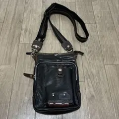 DOUBLES ダブルス DUBS 本革ショルダーバッグ ブラック×ブラウン