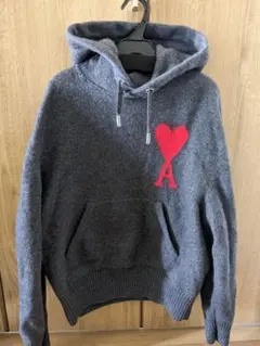 アミパリス グレー フード付き セーター ハート刺繍