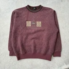90s DUNLOP 刺繍スウェット ボルドー 古着 L