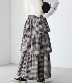 【forksy.】ギンガムチェックティアードスカート