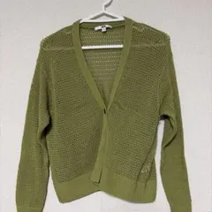 UNIQLO オリーブグリーン メッシュ編み カーディガン Mサイズ