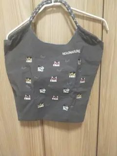 NEKOMARUKE 猫刺繍 エコバッグ グレー