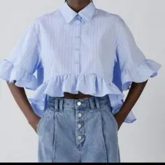 【未使用】GU ペプラムシャツ(5分袖) by rokh Mサイズ