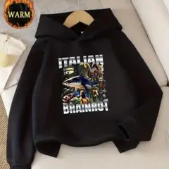 イタリアンブレインロット　裏起毛パーカー　長袖　黒　120 f4