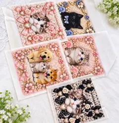 ハンドメイド パネル生地 猫 5枚セット 手芸素材 ワンセット限り