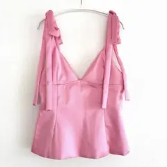 【新品♡未使用】タグ付き ZARAリボン結び ピンク サテン ビスチェ ピンク
