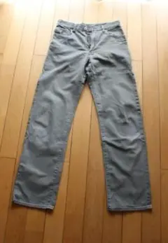 グリーン ストレートパンツ ジッパー式