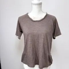 【ナイスクラップ】ブラウン 半袖Tシャツ レースインナー風付き　F
